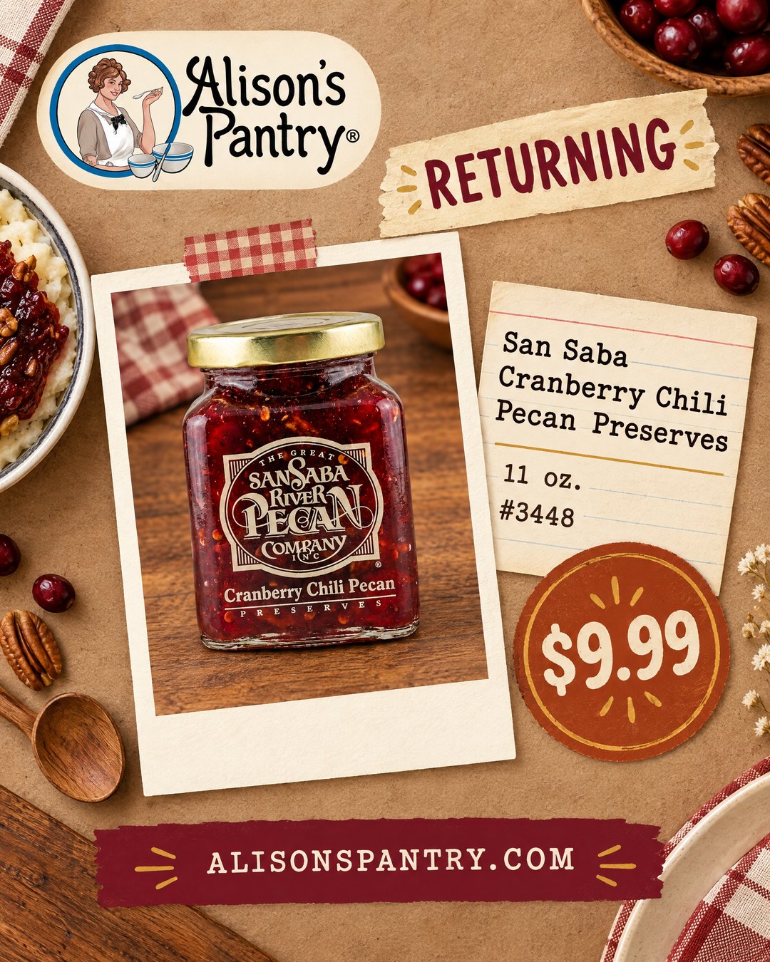 3448 San Saba Cranberry Chili Pecan Preserves