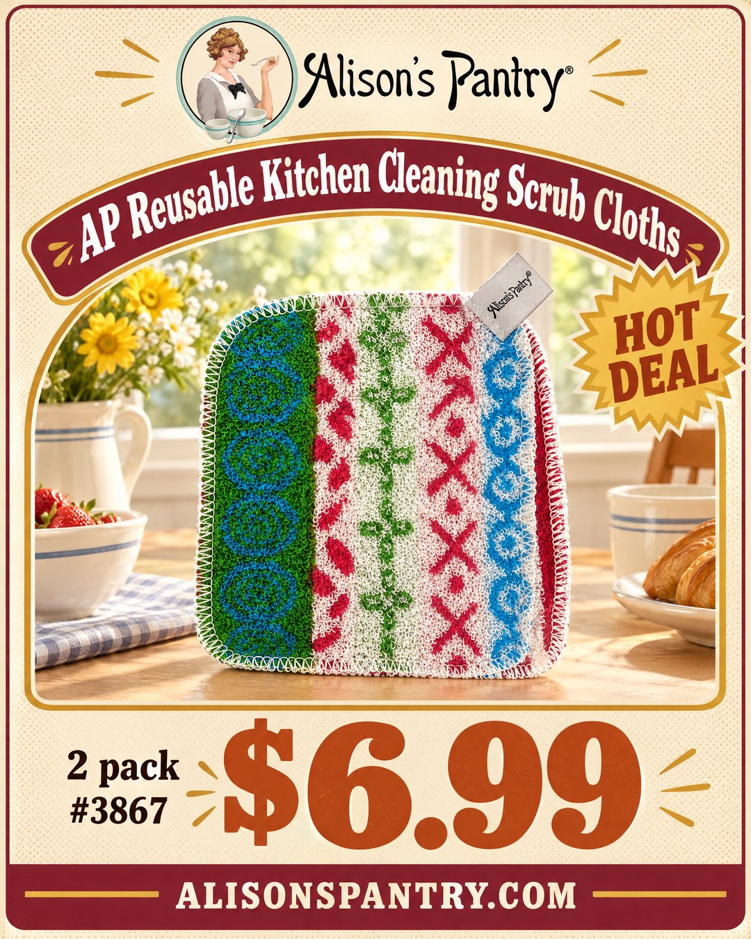 3867 AP Reusable Kitchen Cleaning Scrub Cloths