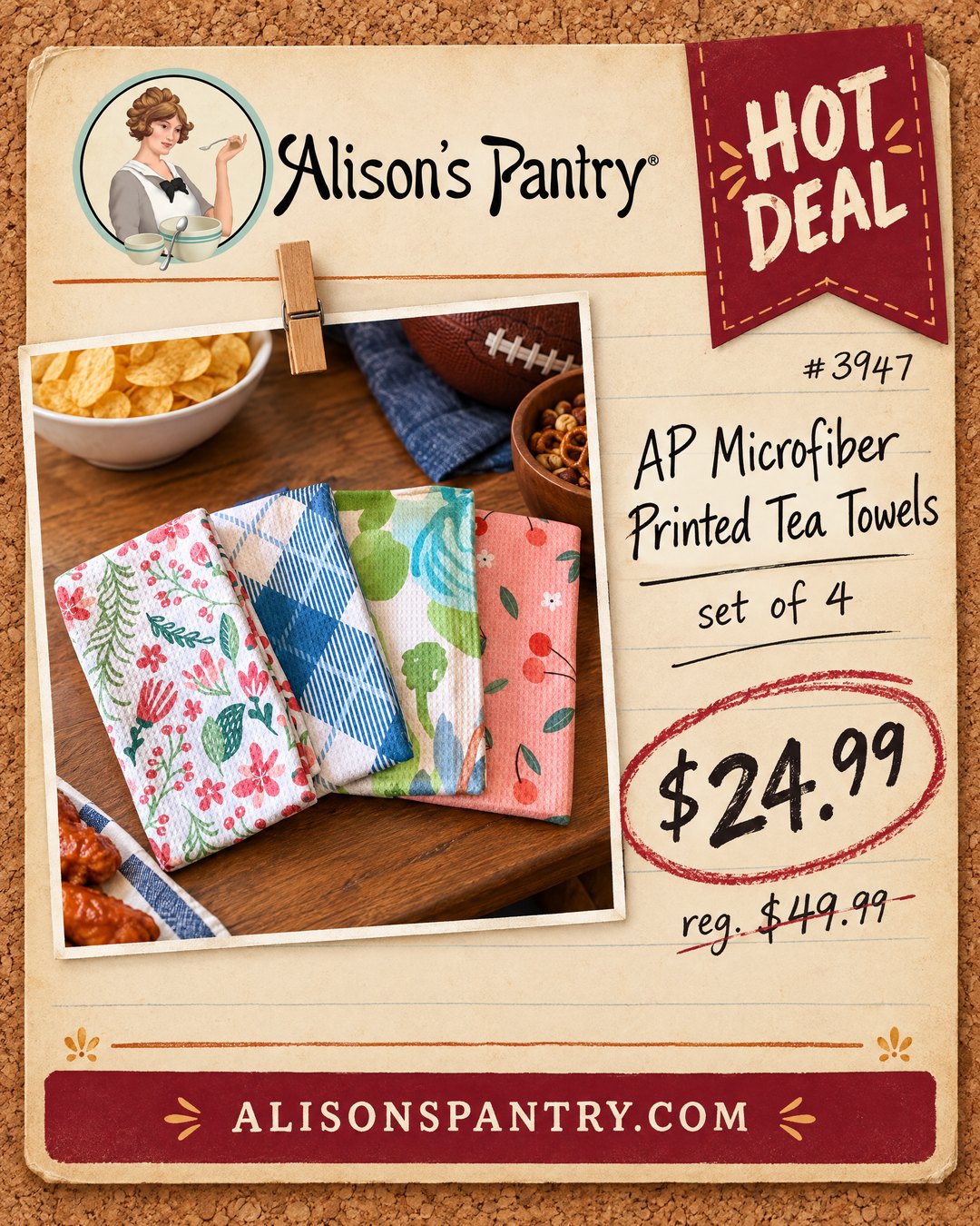 3947 AP Microfiber Printed Tea Towels
