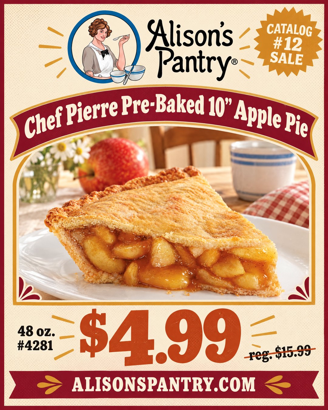 4281 Chef Pierre Pre Baked 10 Apple Pie