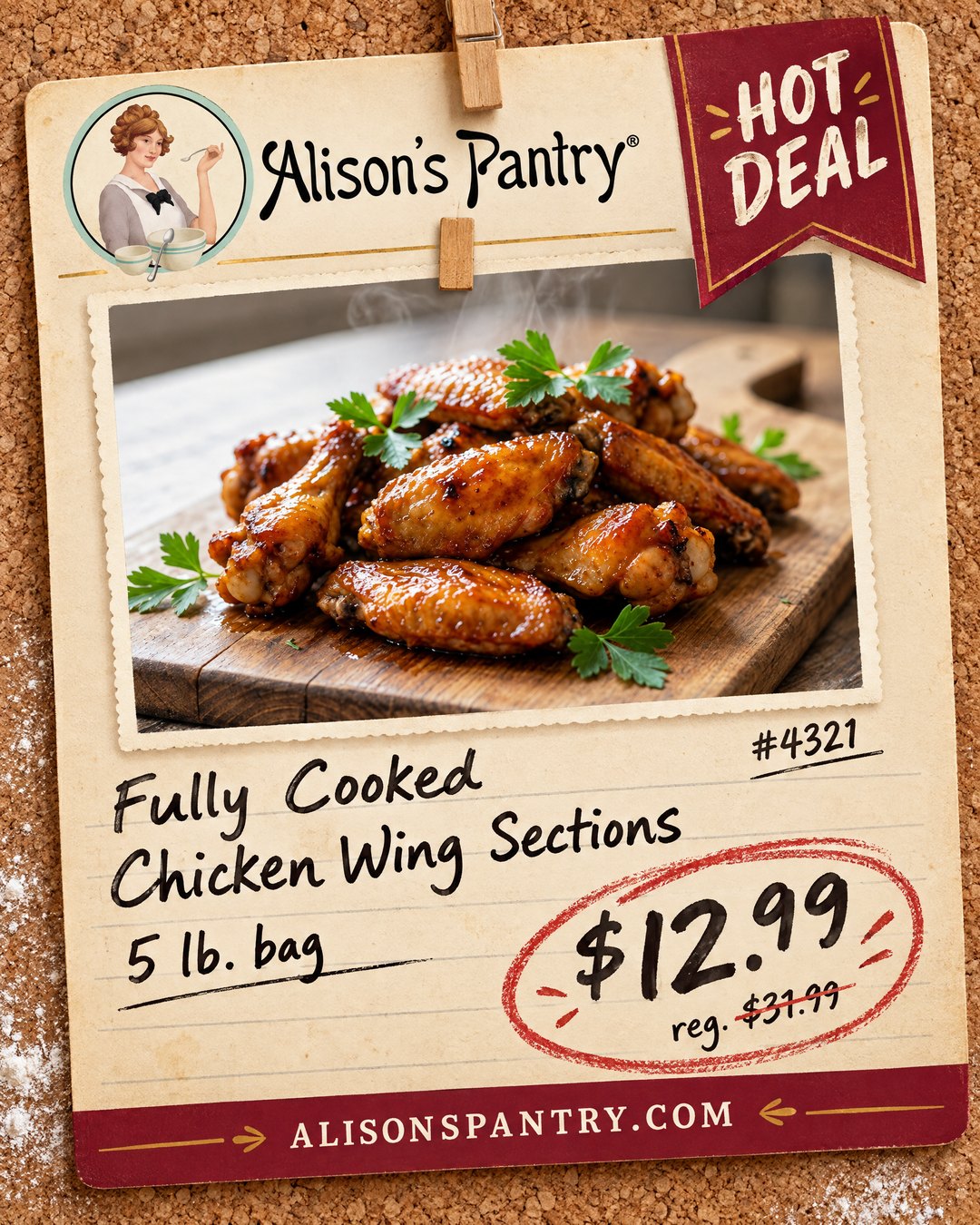4321 Fully Cooked Chicken Wing Sections