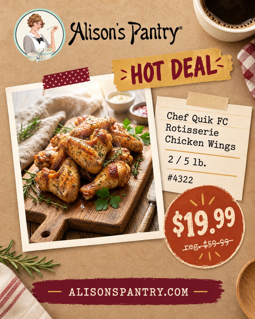 4322 Chef Quik FC Rotisserie Chicken Wings