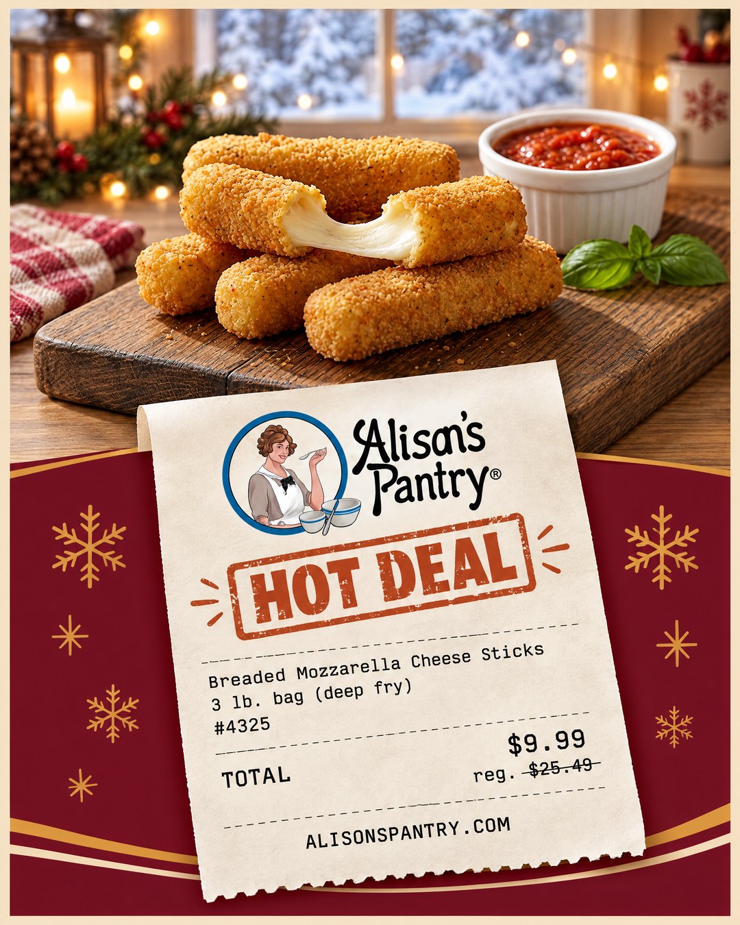 4325 Breaded Mozzarella Cheese Sticks
