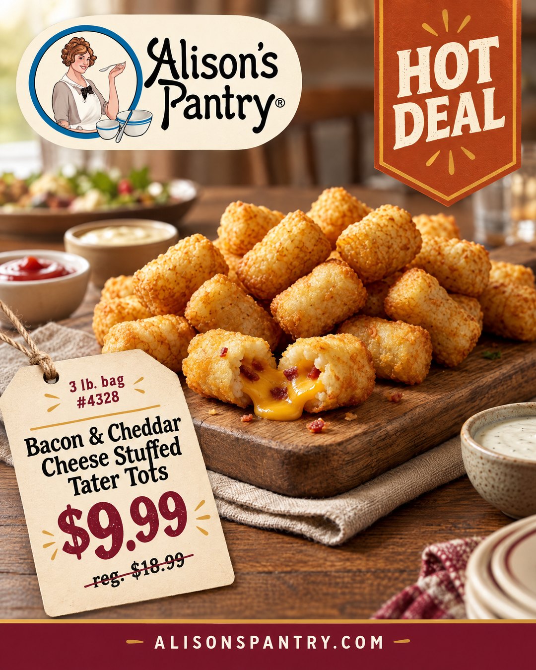 4328 Bacon Cheddar Cheese Stuffed Tater Tots
