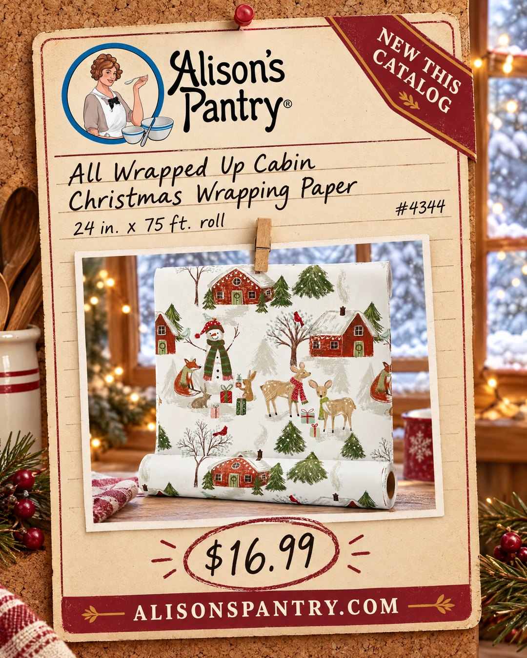 4344 All Wrapped Up Cabin Christmas Wrapping Paper