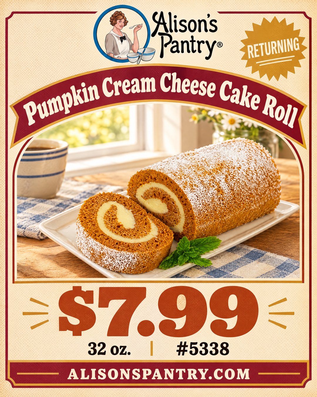 5338 Pumpkin Cream Cheese Cake Roll