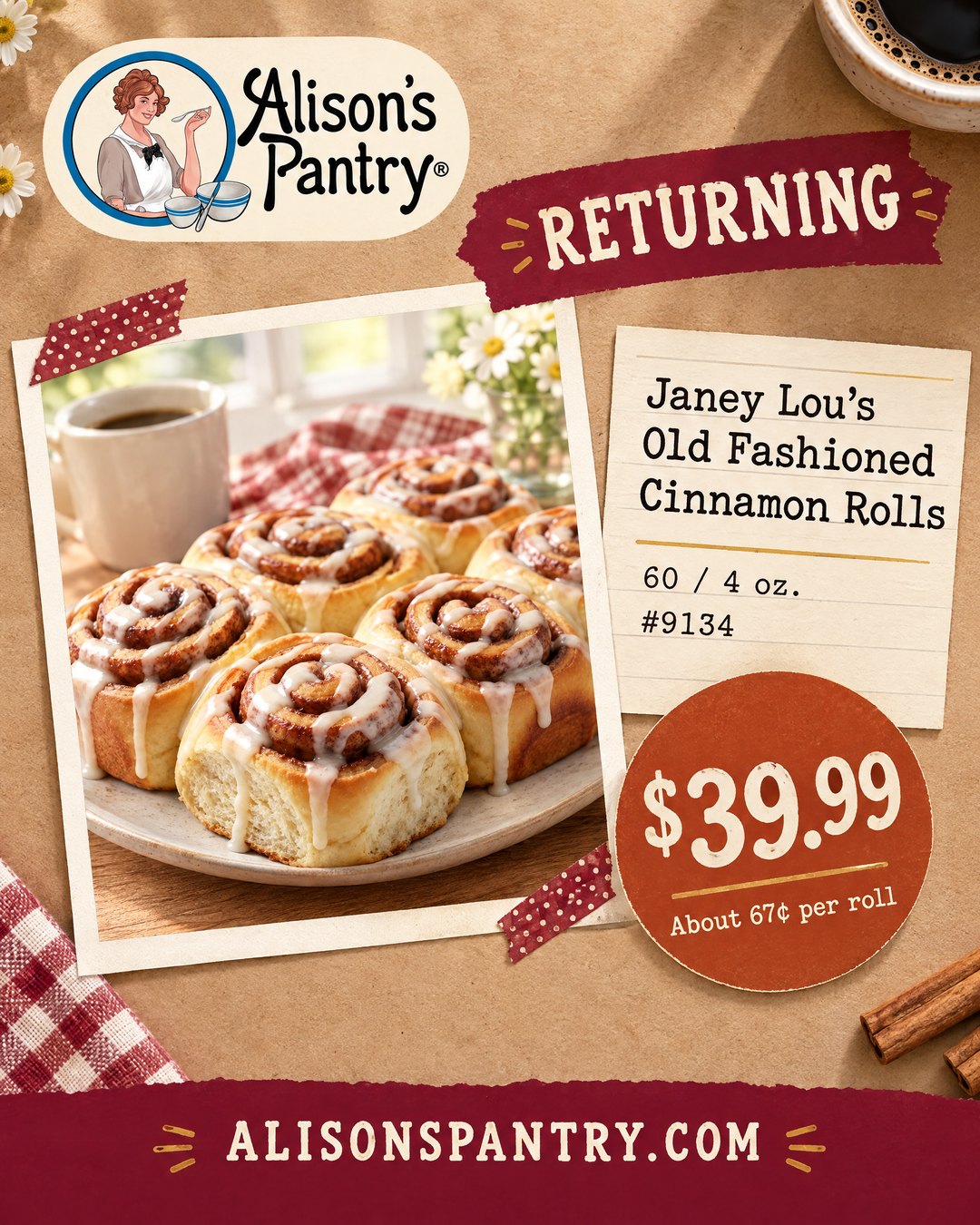 9134 Janey Lou's Old Fashioned Cinnamon Rolls